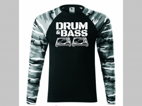 Drum and Bass pánske tričko (nie mikina!!) s dlhými rukávmi vo farbe " metro " čiernobiely maskáč gramáž 160 g/m2 materiál 100%bavlna